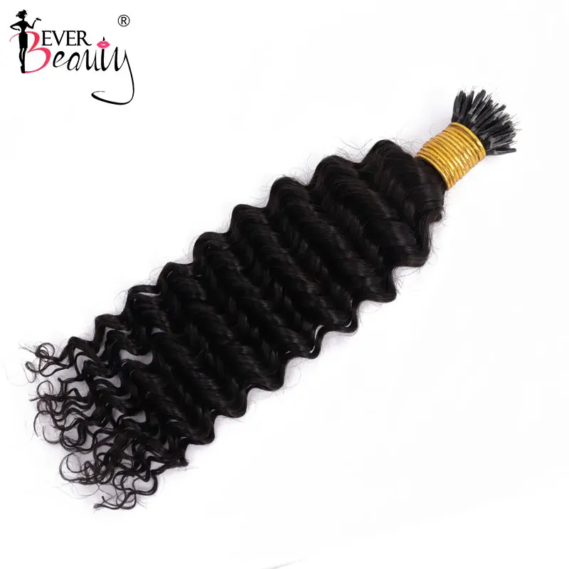 Deep Wave Nano Ring Microlink Hair Extensions For Women 100% Human Virgin Hair Weave Bundles Natural Black Ever Beauty