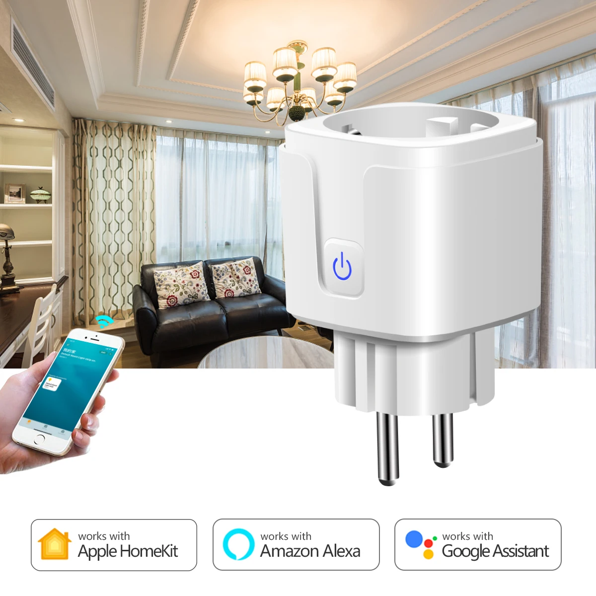 

Беспроводная смарт-розетка 2,4G WIFI Homekit Siri IOS Apple совместимая электрическая розетка с европейской вилкой 15 а переменный ток 90-250 В Wi-Fi розетка