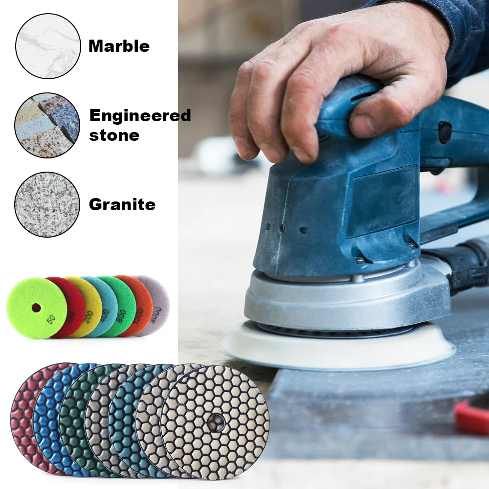 Free shipping 4 inch diamond flexible polishing pads 100mm dry use for stone