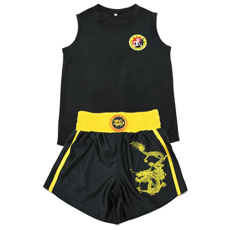 USHINE HX8 Kick Boxing tank uniforms shorts MMA Muay Thai boxing overalls Sanda Kungfu Wushu boxing suits children Wushu clothes