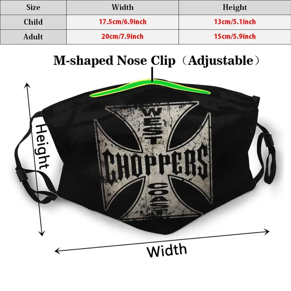 West Coast Choppers Funny Print Reusable Pm2.5 Filter Face Mask West Coast Choppers Tv Motorcycle Bicycle West Coast Choppers