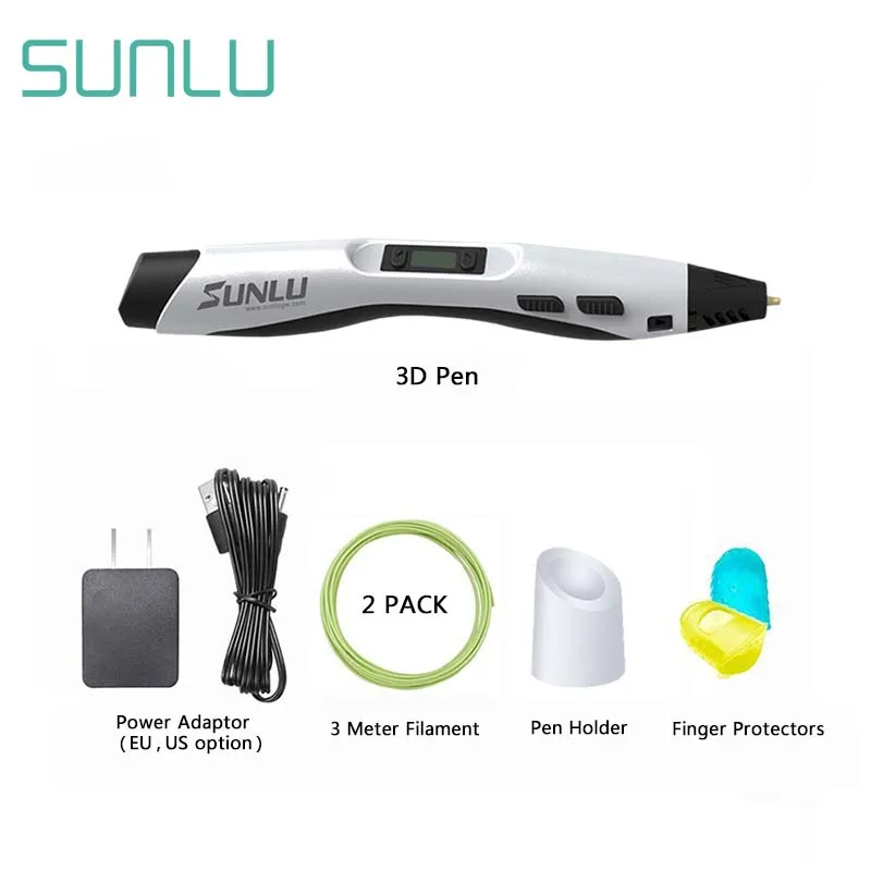 SUNLU 3D Printer Pen SL-300 new DIY gift free ship with UK EU US Plug 8 Digital Speed Control for Drawing and DIY