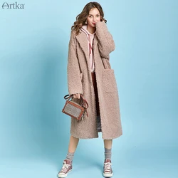 ARTKA 2019 New Winter Women Coat Faux Fur Lambswool Oversized Jacket Coat Casual Thick Warm Long Outwear For Women FA10095D