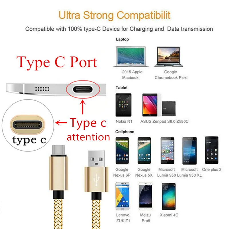 USB Type C Cable Fast Charge For Samsung Galaxy S20 Ultra A50 Note 10 Plus 3m 2m Usb Cable USBC Kabel Cabos For Xiaomi Mi A3 9 8