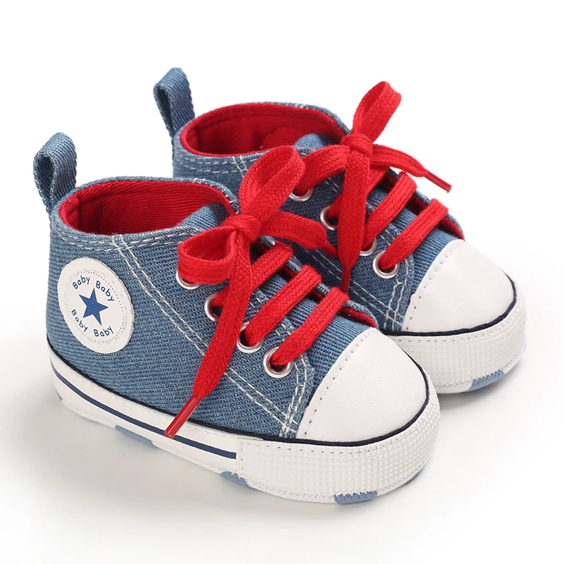 Canvas-Turnschuhe für Babys, Jungen und Mädchen, Lauflernschuhe für Kleinkinder, rutschfest, weiche Sohle, klassische Schuhe für Neugeborene, 0–18 Monate – Detail 9