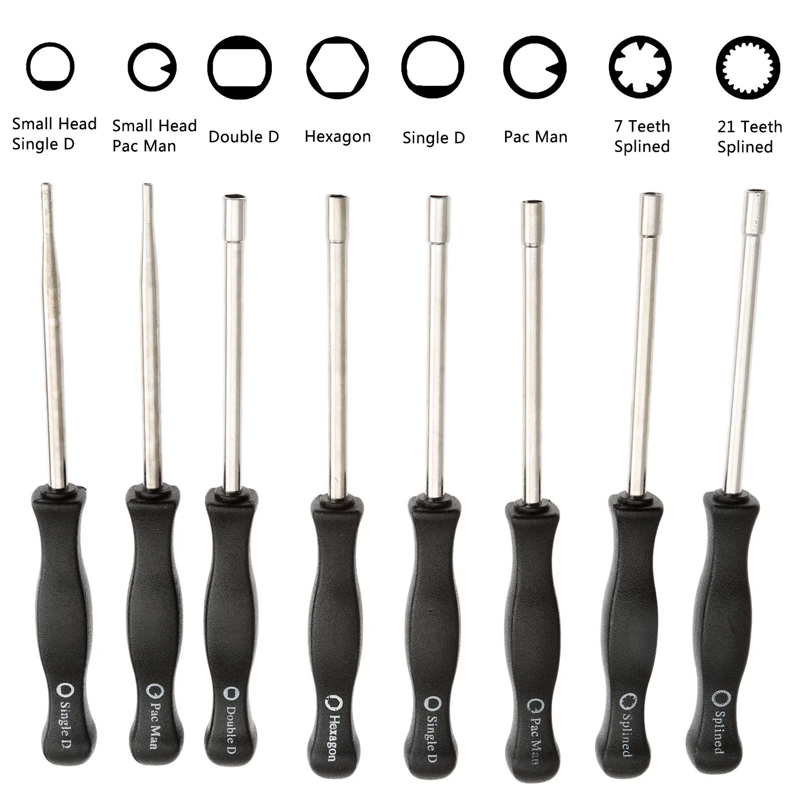 Pac Man/Small Pac Man/Single D/Small Single D/Double D/Hexagon/7 Teeth /21 Teeth Splined Screwdriver Carburetor Adjustment Tool