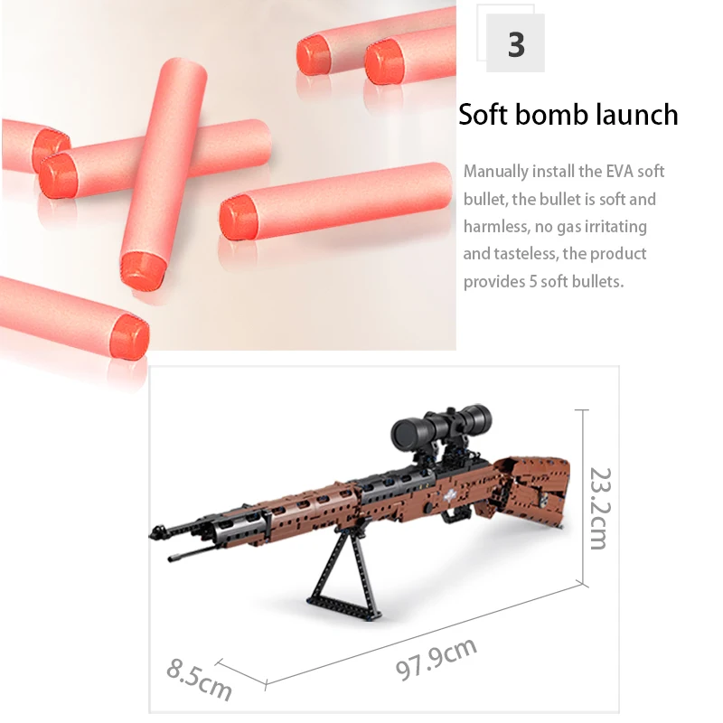 653 Pcs SWAT Military WW2 Weapon 98K Sniper gun sighting telescope Models Building Blocks Compatible GUN Blocks Toys Gifts