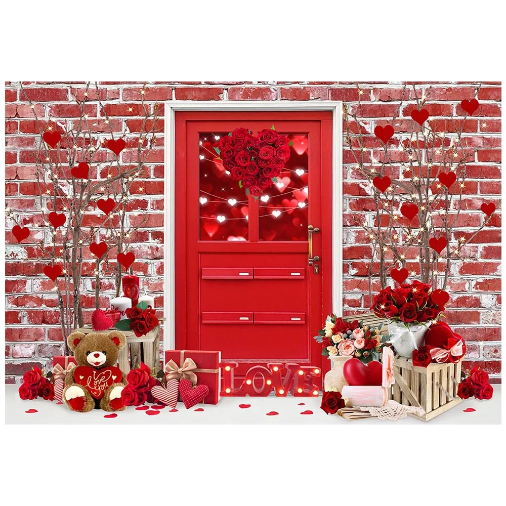 Mocsicka Đỏ Gạch Tường Cửa Lễ Tình Nhân Chụp Ảnh Phông Nền Kỷ Niệm Ngày Cưới Ảnh Nền Cho Buổi Chụp Hình Đạo Cụ