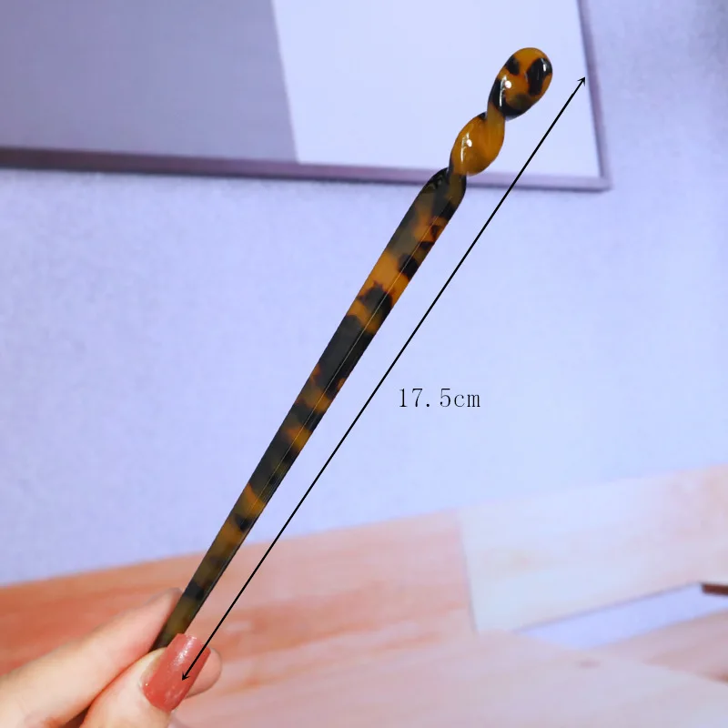 Japan Hair Sticks Women Acetate Hair Clip Elegant Colorful Marbling Long 17.5cm Hair Sticks Girls Hair Clips Hair Accessories