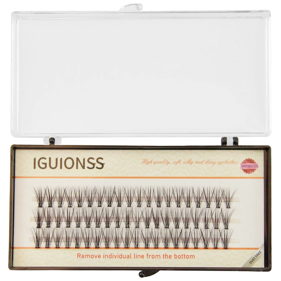 IGUIONSS 20D 30D 0.07 60 pcs 3 rows Self-Grafting Cluster Lashes Natural Mink Eyelash Individual Extension Lashes Makeup Cilias