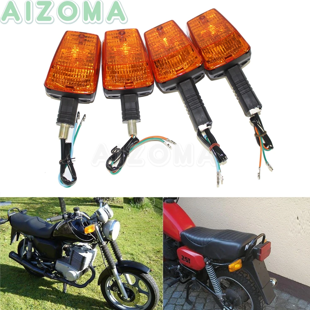 4pcs Motorcycle 12v Filaments Turn Signal Light E3 DOT Approved For MZ ETZ 251  Front & Rear Indicator Blinker Lamp