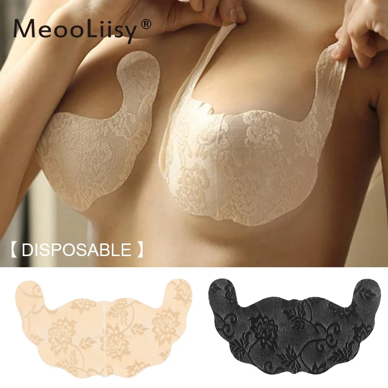 MeooLiisy 2 Pair/Set  Disposable Silicone Stick On Bra Women Adhesive Bra U Shape Breast Stickers Invisible