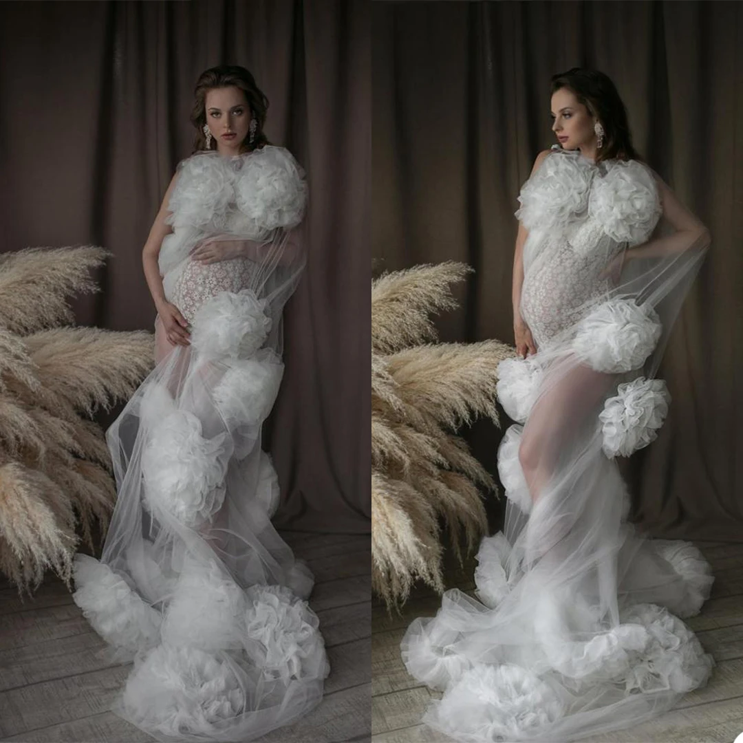 Elegant Sexy Custom Made Materity Gown New Designed Floral Pajamas Wedding Party Bridal Prom For Photo Shoot Dress