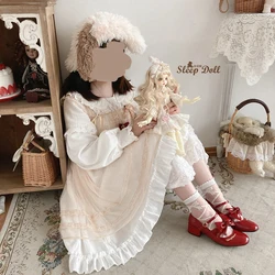 Sweet Princess Lolita Dress Kawaii Girl Retro Cute Fungus Mesh High Waist Victorian Dress Lovely Bowknot Gothic Lolita Jsk Loli