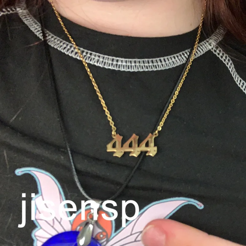 Fashion Angel Number Necklaces For Women Men 111 222 333 444 555 666 777 888 999 Devil Necklace Stainless Steel Jewelry BFF Girl