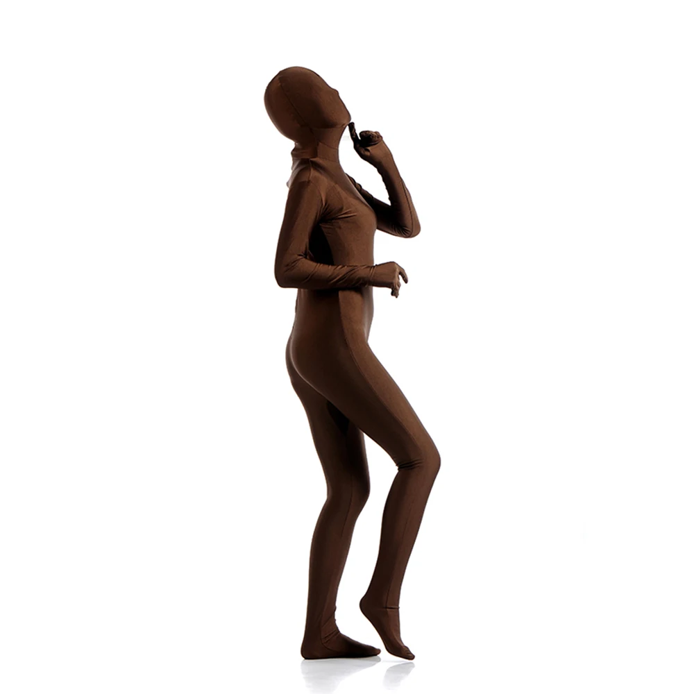 Gratis Verzending Zentai Full Body Skin Suit Catsuit Halloween Kostuums Aangepast Voor Open Ogen Mond Kan Toevoegen Kruis Rits