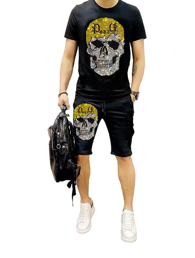 

S-4XL Anime Fitness man sets Diamonds casual sports Oversized running fitness men's tracksuit