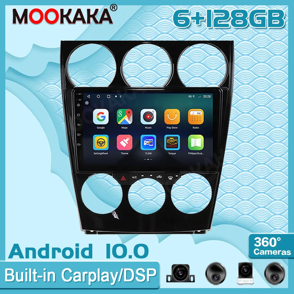 6+128GB Android 10 For Mazda 6 2006-2012 Surround View Camera Car Multimedia Player Stereo Radio GPS Navigtion Recorder
