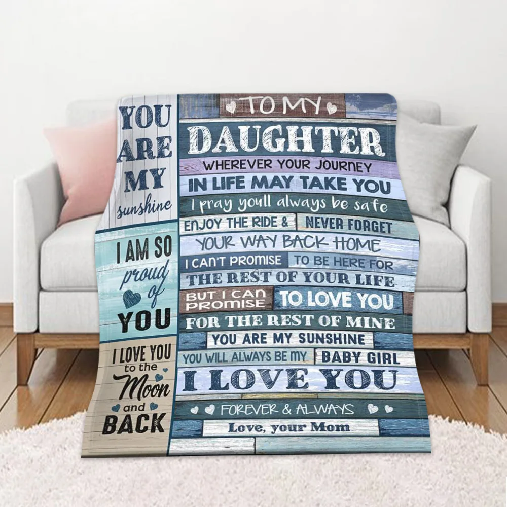 

Thicken Throw Blanket For To My Love Daughter or Son Wife Letter 3D Printed Blanket Dad Mom for Home Daughter's Air Mail Blanket