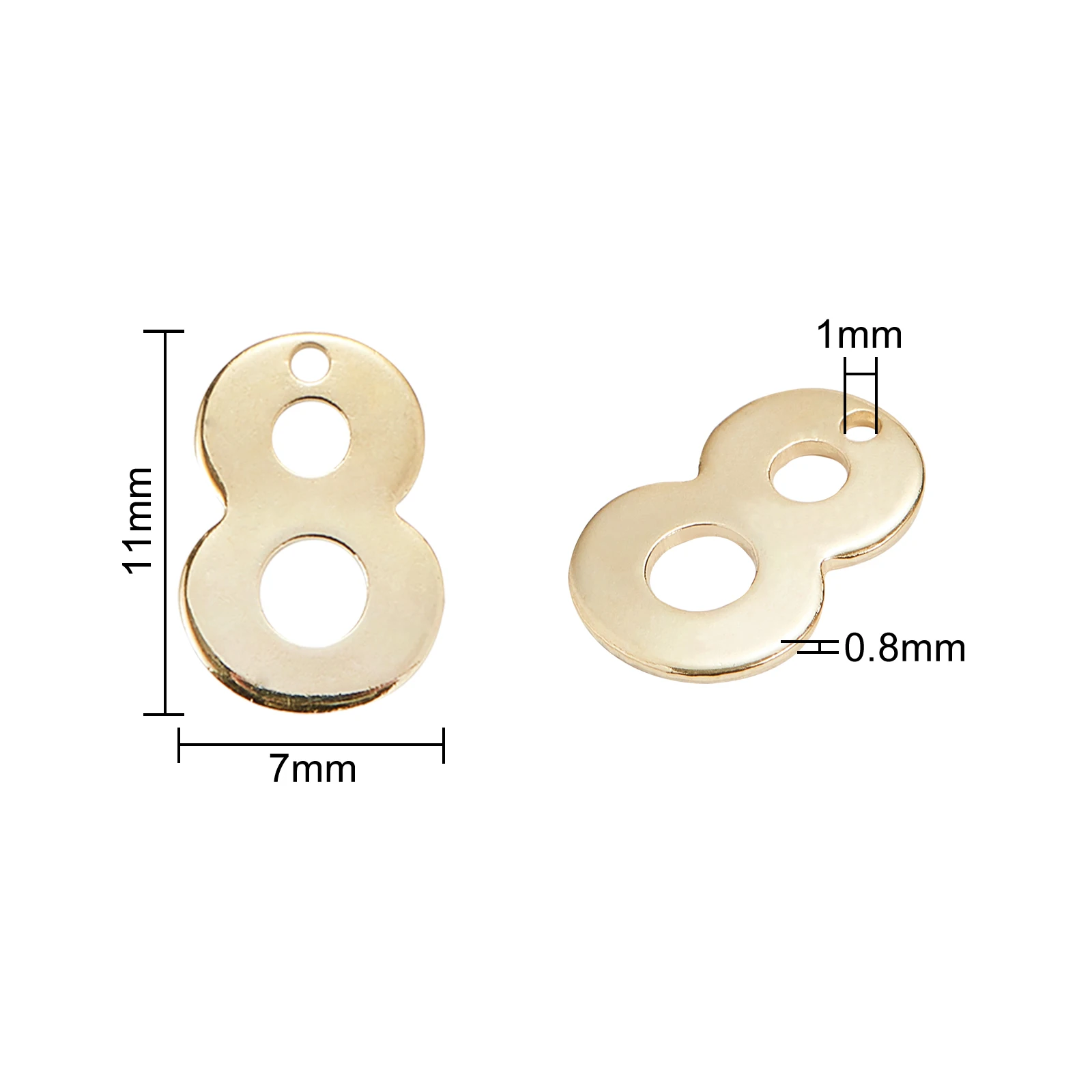 50pcs 304 Stainless Steel Metal Charms 0-9 Number Golden Plated Small Pendants Bulk for Jewelry Necklace Earrings Making