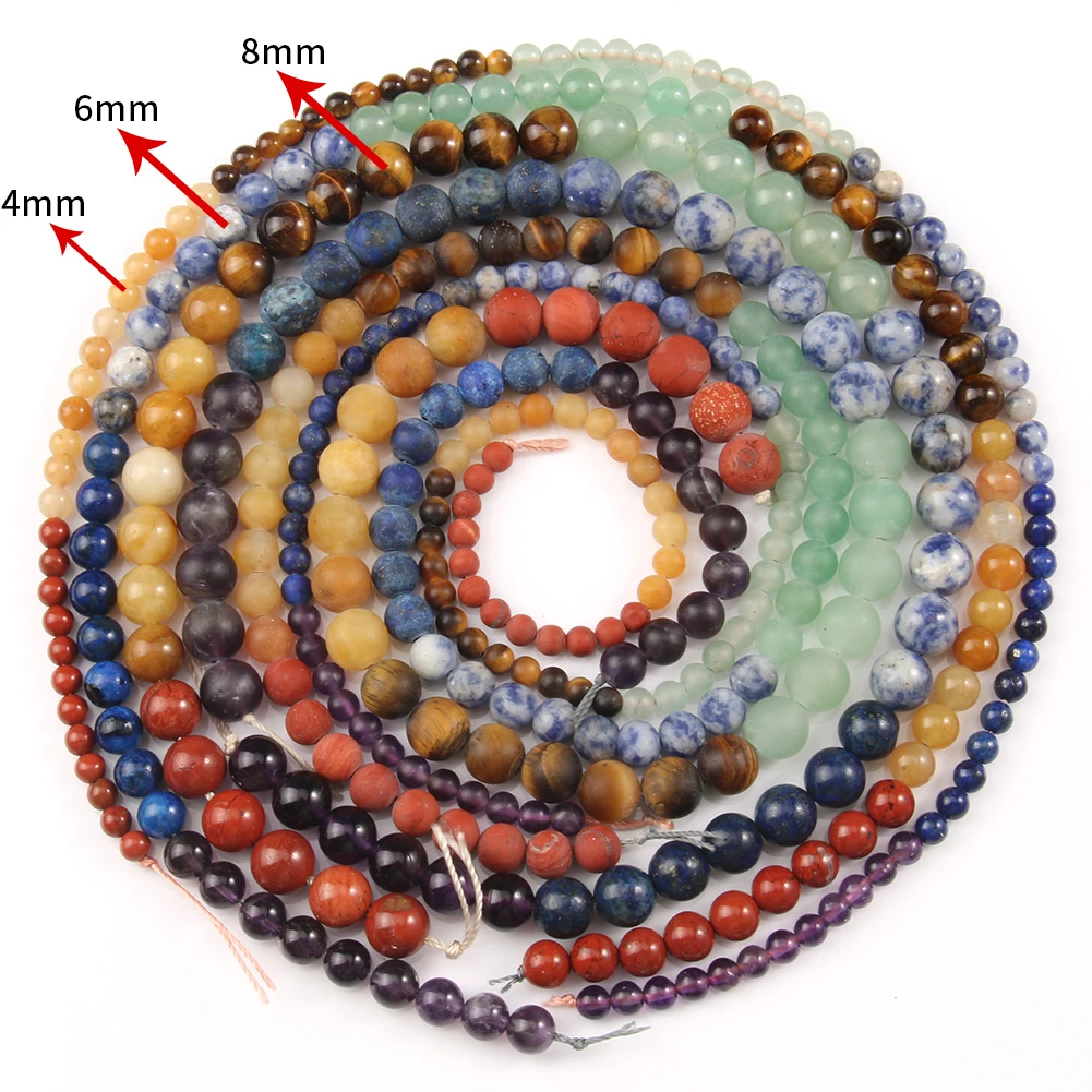 Natural Matte 7 Chakra Beads Round Loose Stone Beads for Jewelry Making DIY Yoga Bracelet Healing Energy Beaded Jewelry 15\'\'