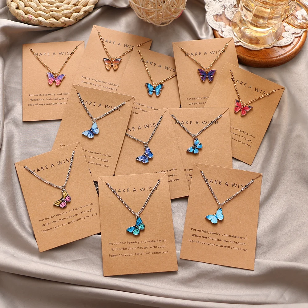 DAXI New Korean Fashion Cute Butterfly Pendant Necklace For Women Gold Color Statement Necklaces Jewelry Gifts Wholesale