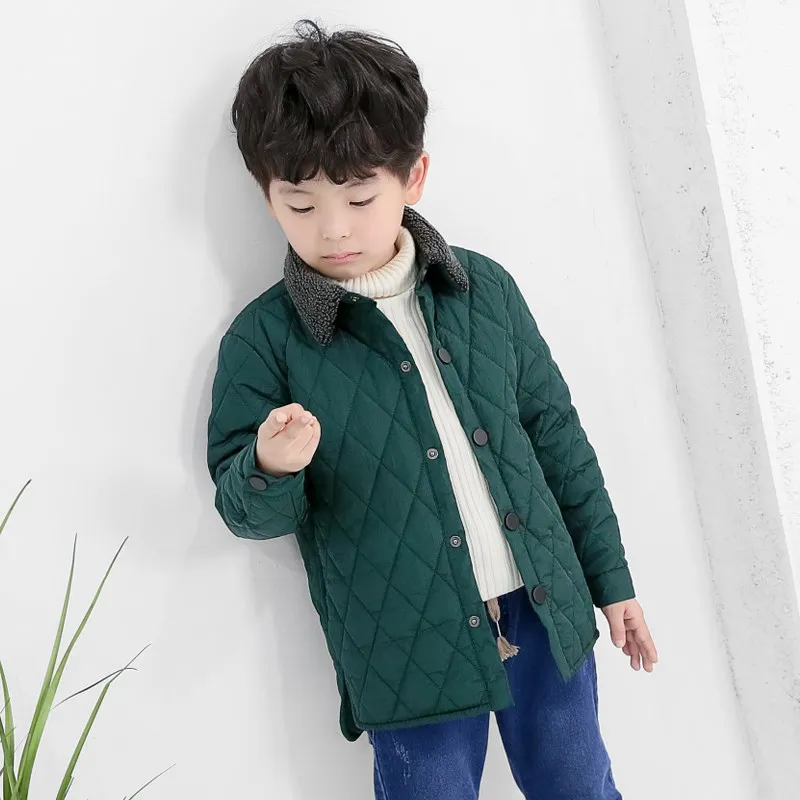 Children's Cotton Padded Clothes Jacket Kids Quilted Cotton Outerwear Boys Embroideried Thick Outer Jacket Machine Washable B168