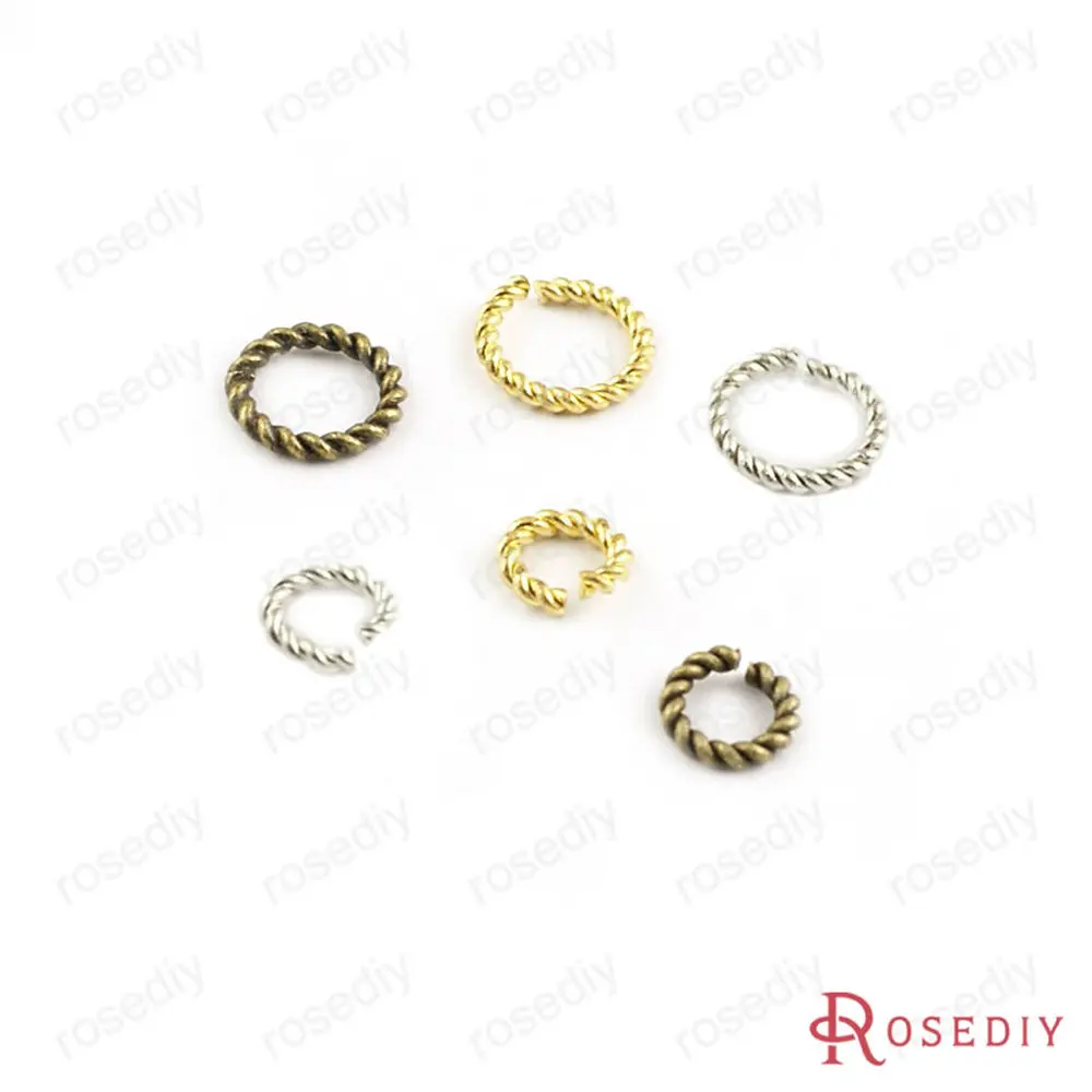 50 pieces Out diameter 5mm 6mm 8mm Thickness 1.2mm Antique Bronze / Gold / Silver color Round BrassTwist Rings (JM4540)