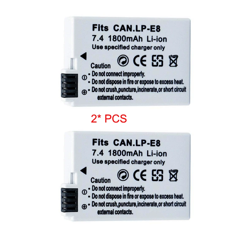 1800mAh LP-E8 LP E8 LPE8 baterii aparatu AKKU Pack dla Canon EOS 550D 600D 650D 700D Rebel T2i T3i T4i T5i X4 X5 X6i X7