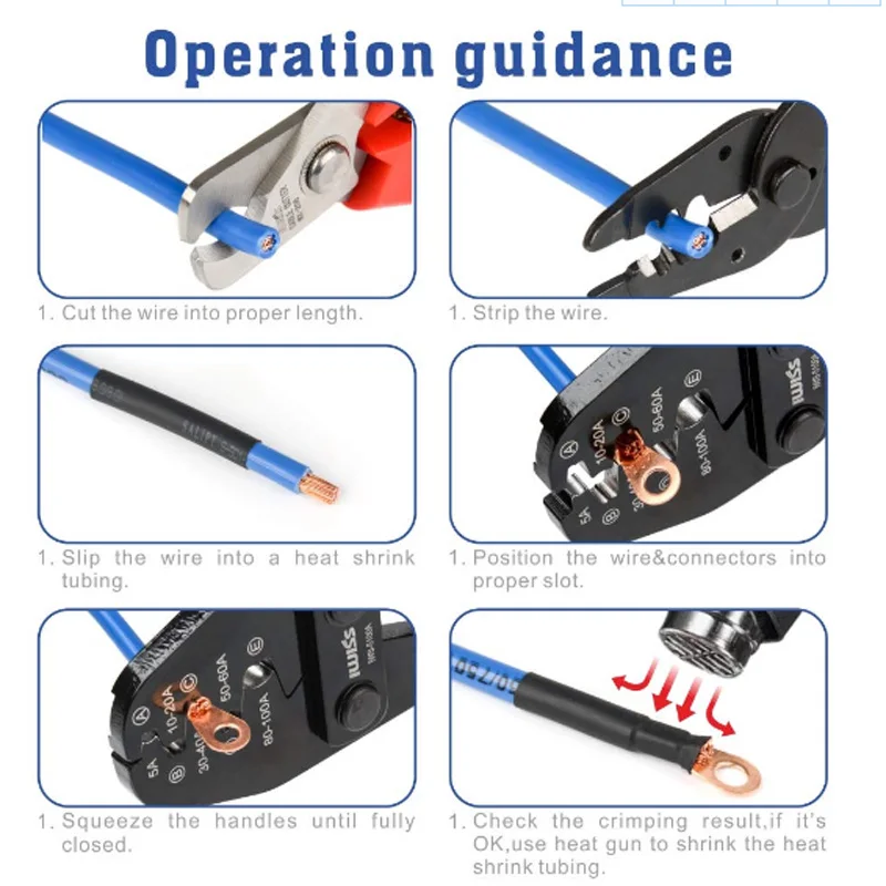 Imagem -04 - Talões de Bateria e Conectores de Tambor Aberto Ferramentas de Friso Funciona com Fio Awg 53 Ferramentas de Crimper de Cabo Elétrico Iws8200a