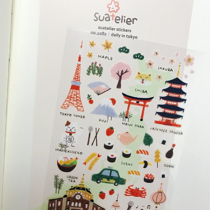 Sonia Daily In Tokyo DIY PET Stickers Scrapbooking  Japan Building Tower Sushi Foods Die Cuttings Diary Planner Hobby Decoration