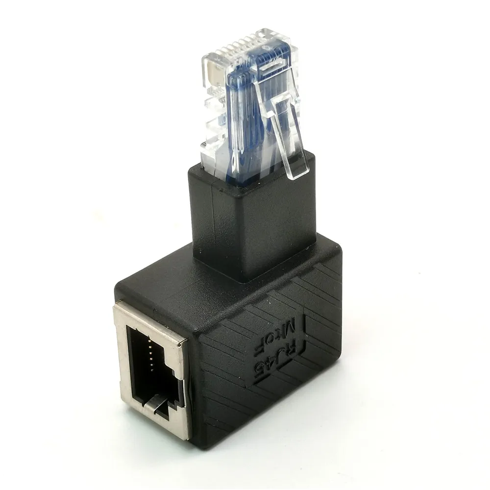 90 stopni 270 stopni w dół lewego prawego wielokątny RJ45 kot 5e 6e Cat7 męski na żeński Adapter sieć Ethernet Lan