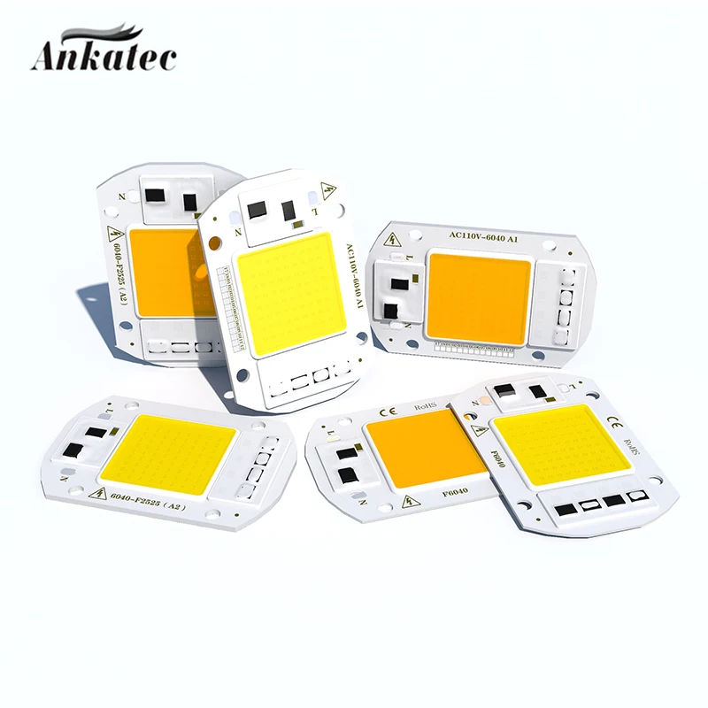 Puce de lampe LED COB, 10W, 20W, 30W, 50W, AC110V, 220V, perles IC intelligentes, bricolage pour budgétaire, puce COB, blanc froid, blanc chaud