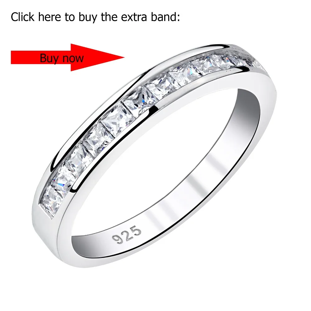 Newshe 2 Pcs GRA Certified Moissanite Princess Cut Wedding Rings Set for Women 925 Sterling Silver Engagement Ring Jewelry