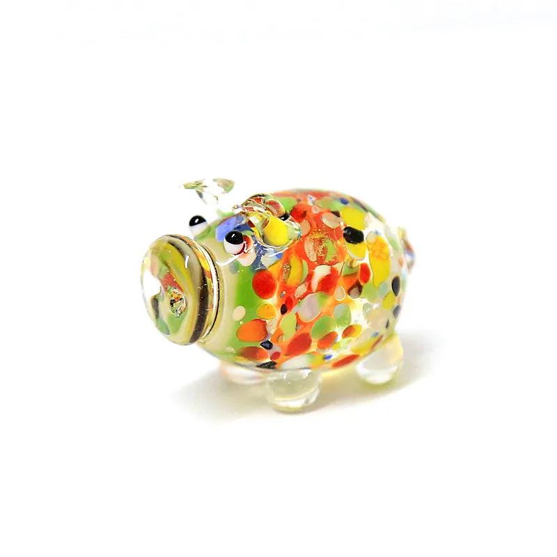 Handmade Miniature murano glass pig figurine gift for kids Christmas color Home decor accessories cute Pet Craft animal ornament