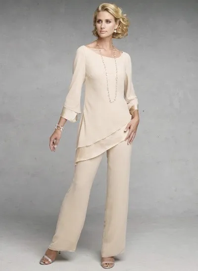 2019 mother of the bride pant suit vestidos de madrina novia Two pieces tiered Special price cheap Mother of the Bride Dresses