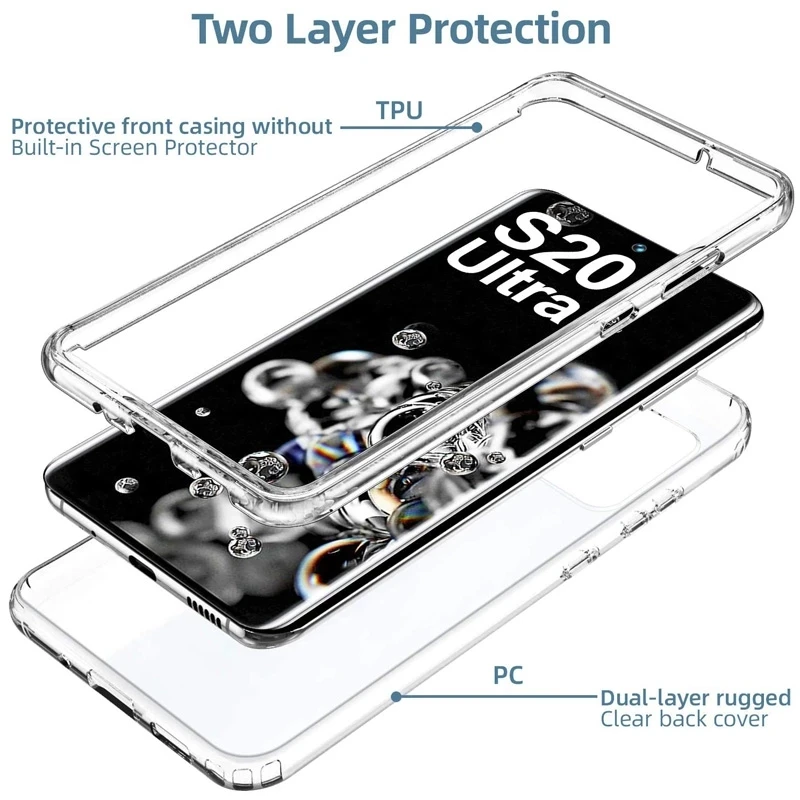 360 Full Body Soft Clear Cover For Samsung Galaxy S22 S21 S20 S23 Ultra S20/S21FE S10 S9 S8 Plus Note 20 10 9 8 A14 S105G Case