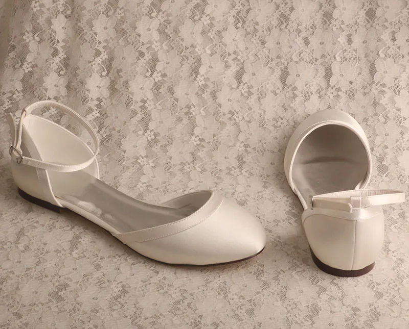 Customized Comfortable Round Toe Bridal Shoes Flats with Ankle Strap Big Size