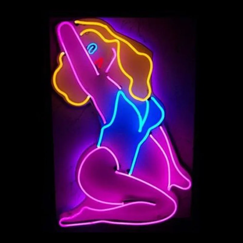 Neon Sign Marily Beauty Brand Girl Neon light Beer Neon Wall Sign Window Advertise Lamp Recreational Handmade Real glass TUBE