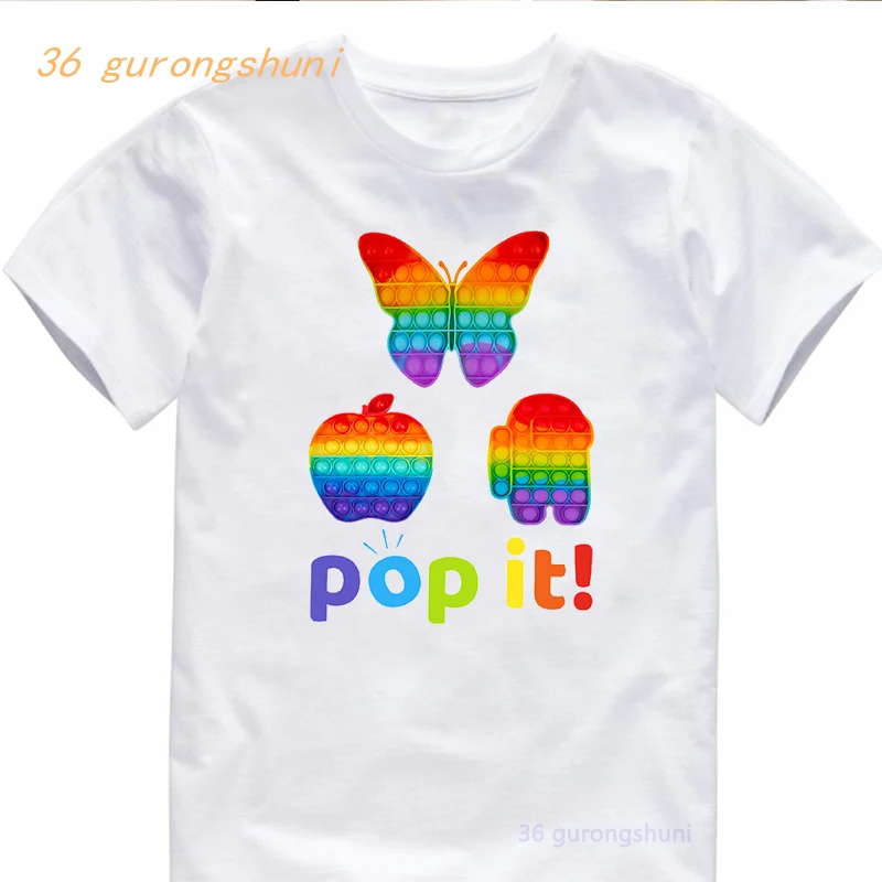 animal tshirt girl Pop Butterfly t shirt for girls clothes children Clothing Pop it kids clothes boys It funny graphic t shirts