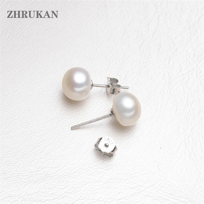 Silver Pearl Stud Earrings 8-9mm AAAA Natural Freshwater Pearls 100% 925 Sterling Silver Pearl Earrings For Women Jewelry Gift