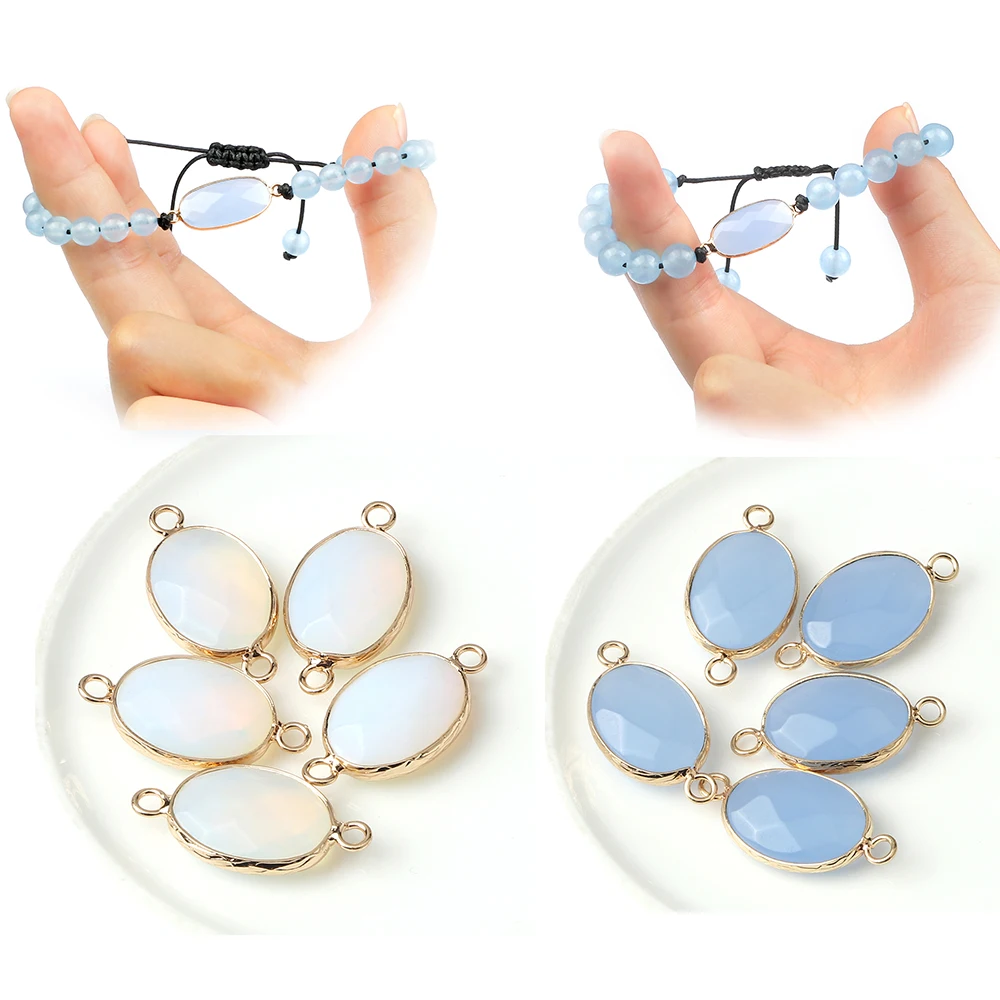 

Natural Aquamarine Pendants Accessories Blue Color Stone Chain Necklace Beads For DIY Jewelry Making Women Men Bracelet Dropship
