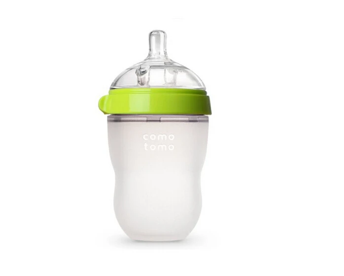 100% Silicone Baby Bottle Green 250ml 8oz pink 150ml 5oz baby milk feeding bottle for baby