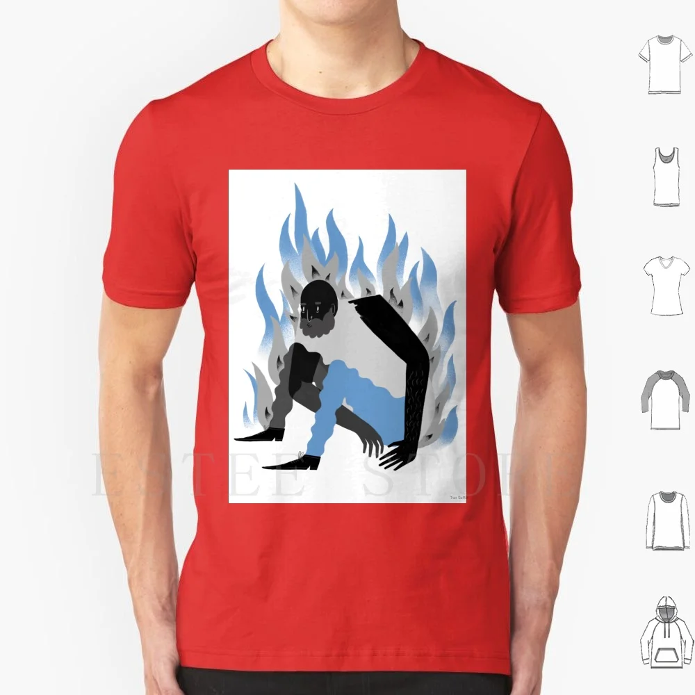 Blue Flame T Shirt Print Cotton Fire Blue Limited Colour Palette Beard Flame Grey Black Tom Saffill Person People Human Wobble