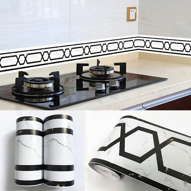 Self-Adhesive Wallpaper 3D Geometric Marble Texture Wall Borders Living Room Kitchen Bathroom Waterproof Home Decor 3D Wallpaper