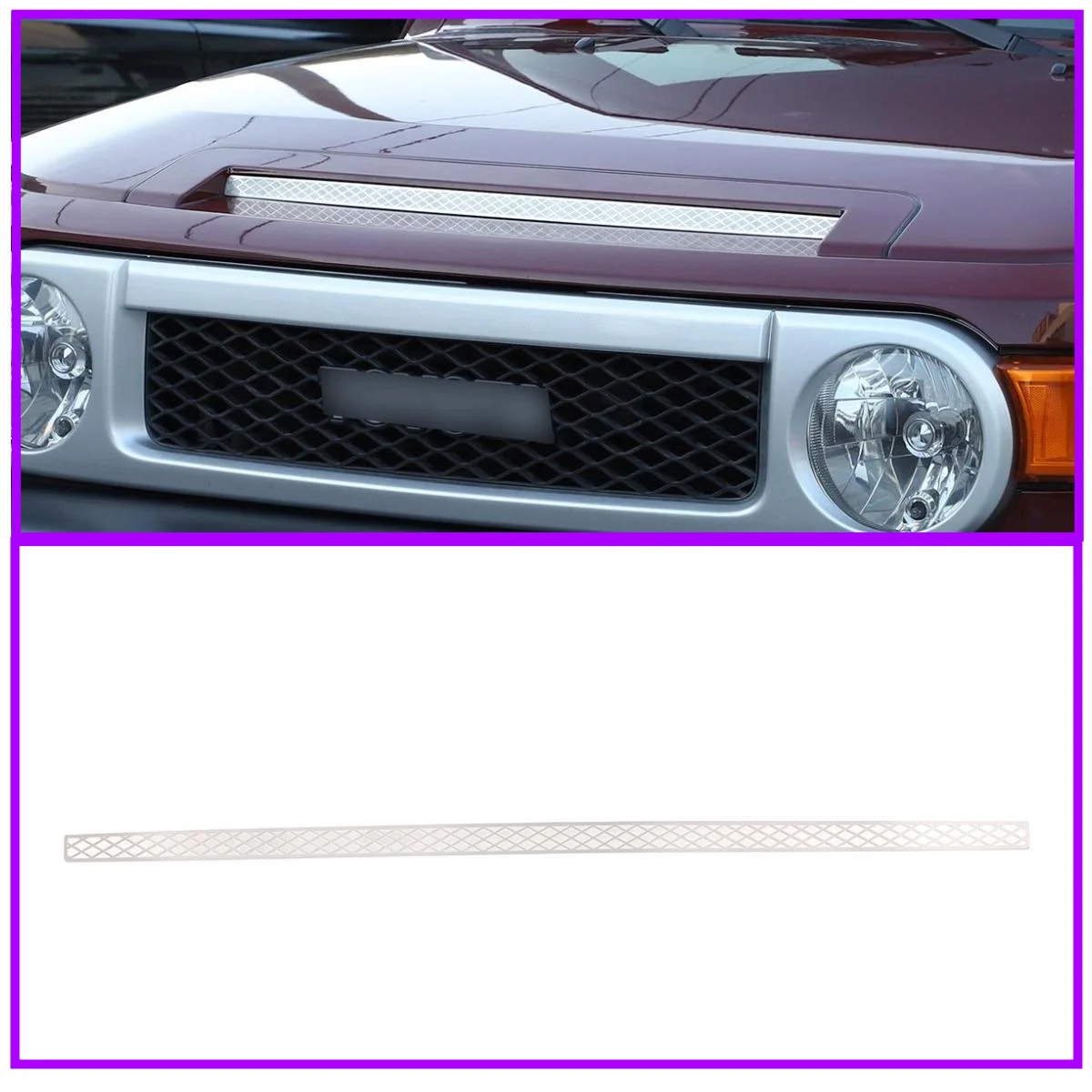 

ST Car Accessories 1Piece Exterior Modified Aluminum Alloy Front Hood Decorative Plate Strip Sticker For Toyota FJ Cruiser 07-21