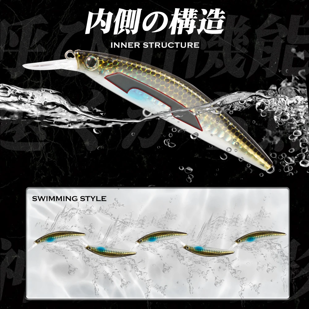 Hunthouse Fishing Heavy Jerk Minnow Lure 90mm/25g 110mm/35g Sinking Long Casting Rolling Wobblers Crank For Bass Saltwater Pesca