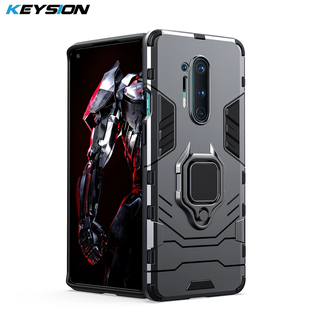 Keysion caso armadura à prova de choque para oneplus 8 pro suporte do carro anel magnético volta telefone capa para oneplus 8 pro 7 pro 6t 7t pro 7t