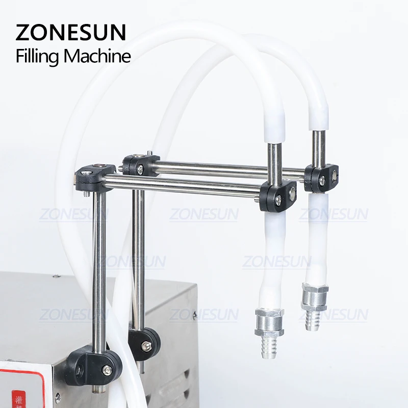 ZONESUN Semi Automatic Double Nozzle Filling Machine Laundry Cooking Oil Water Juice Milk Liquid Bottle Filling Machine