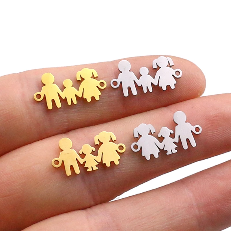 5pcs Family Chain Stainless Steel Pendant Necklace Parents and Children Necklaces Gold/steel Jewelry Gift for Mom Dad New Twice